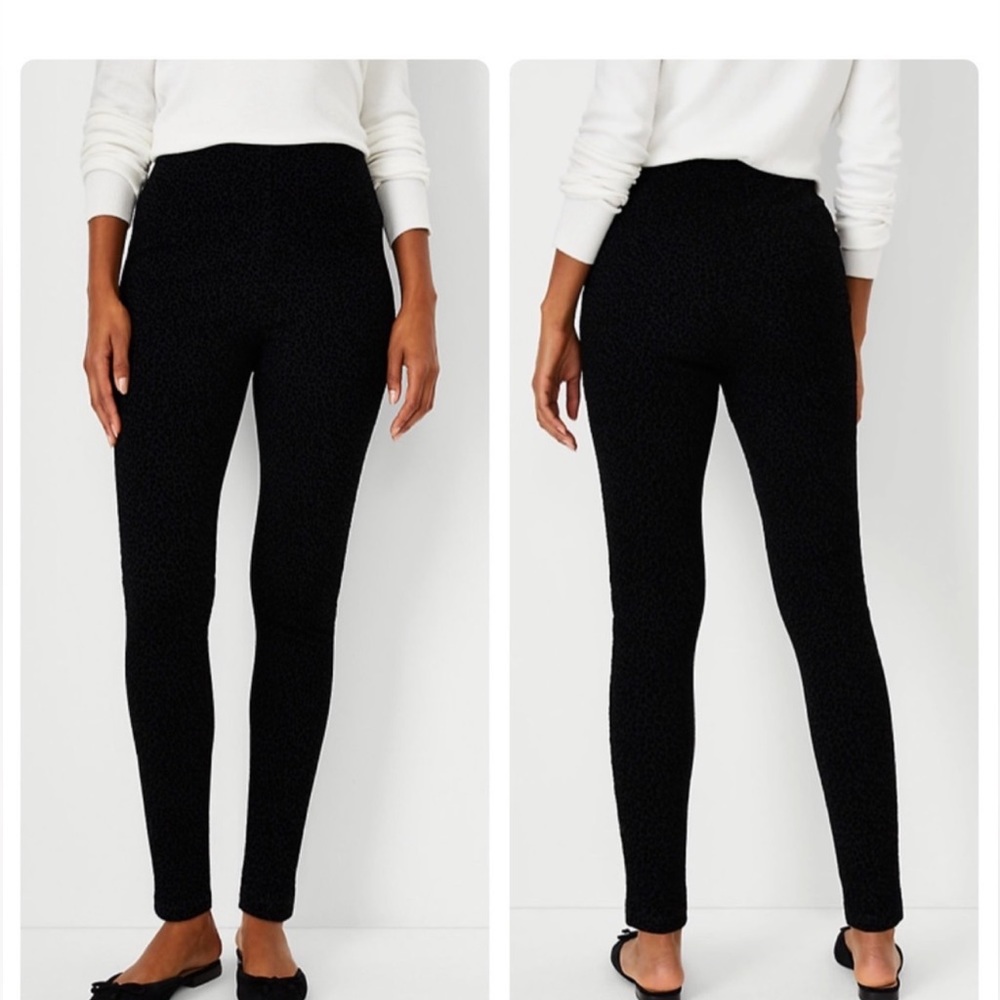 * New Ann Taylor Skinny Pants Flocked Velvet Animal Print SZ Medium Leggings *